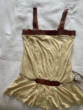 Lauren Moffatt Tank with Leather Straps and Braided Belt